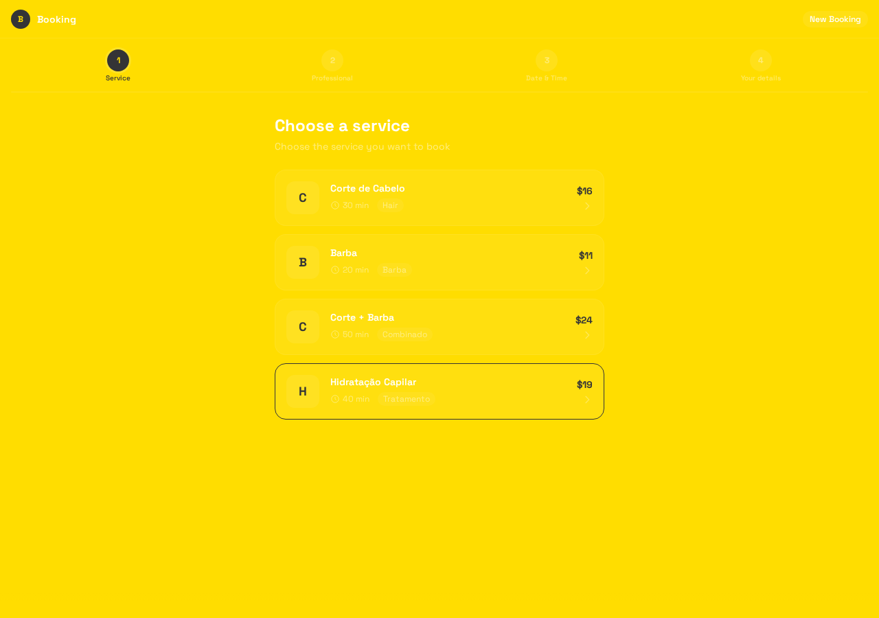 Booking — Passo 1